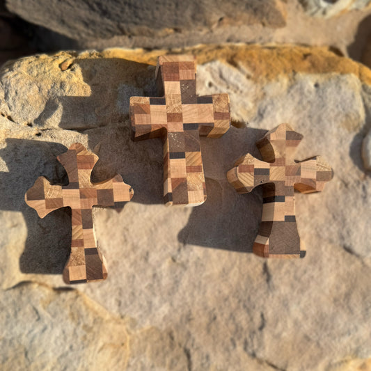 Pray Crazy Cross – Handmade Wooden Cross with Brass Bowtie Prayer Pocket