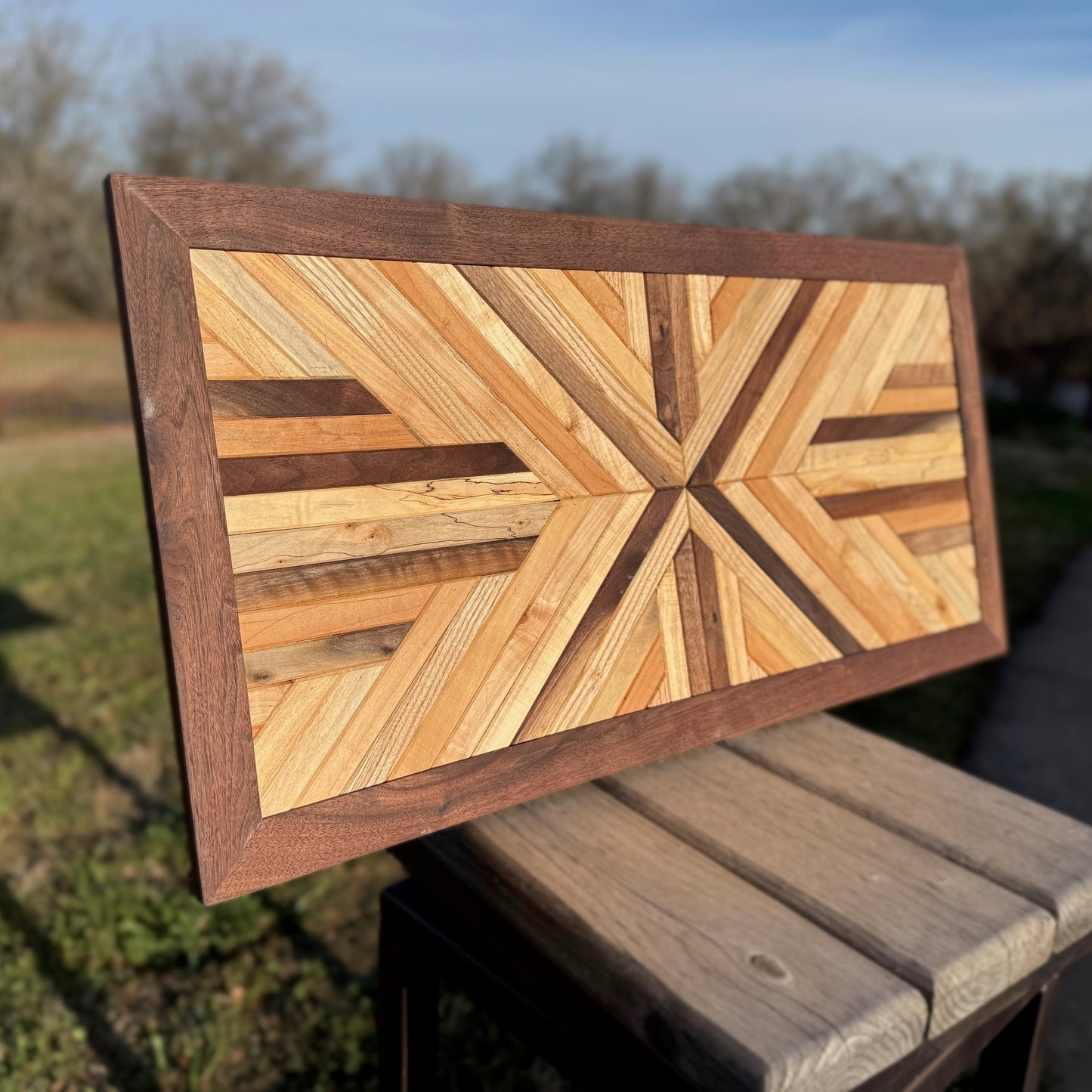 Modern Rustic Wall Art – Walnut & Maple Mosaic