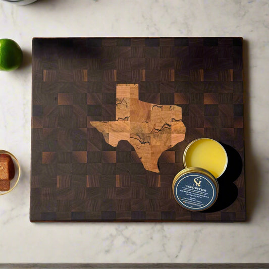 Walnut Cutting Board – Spalted Maple Texas Inlay (12x14)