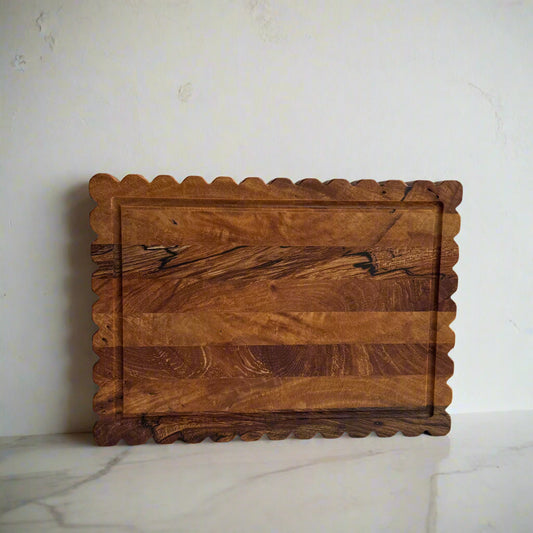 Spalted Maple Charcuterie & Cutting Board – Scalloped Edge
