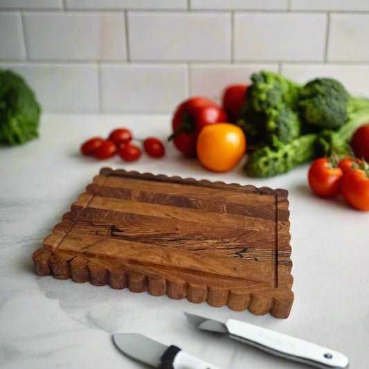 Spalted Maple Charcuterie & Cutting Board – Scalloped Edge