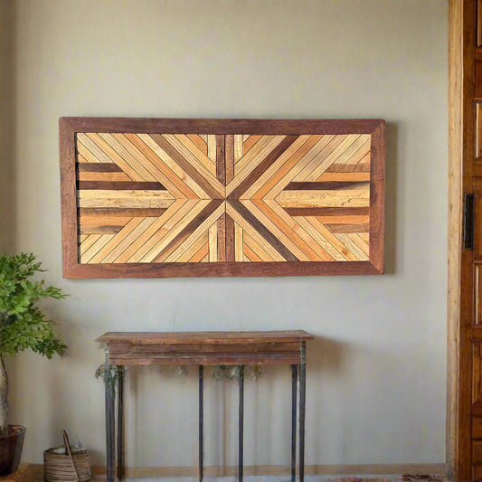 Modern Rustic Wall Art – Walnut & Maple Mosaic