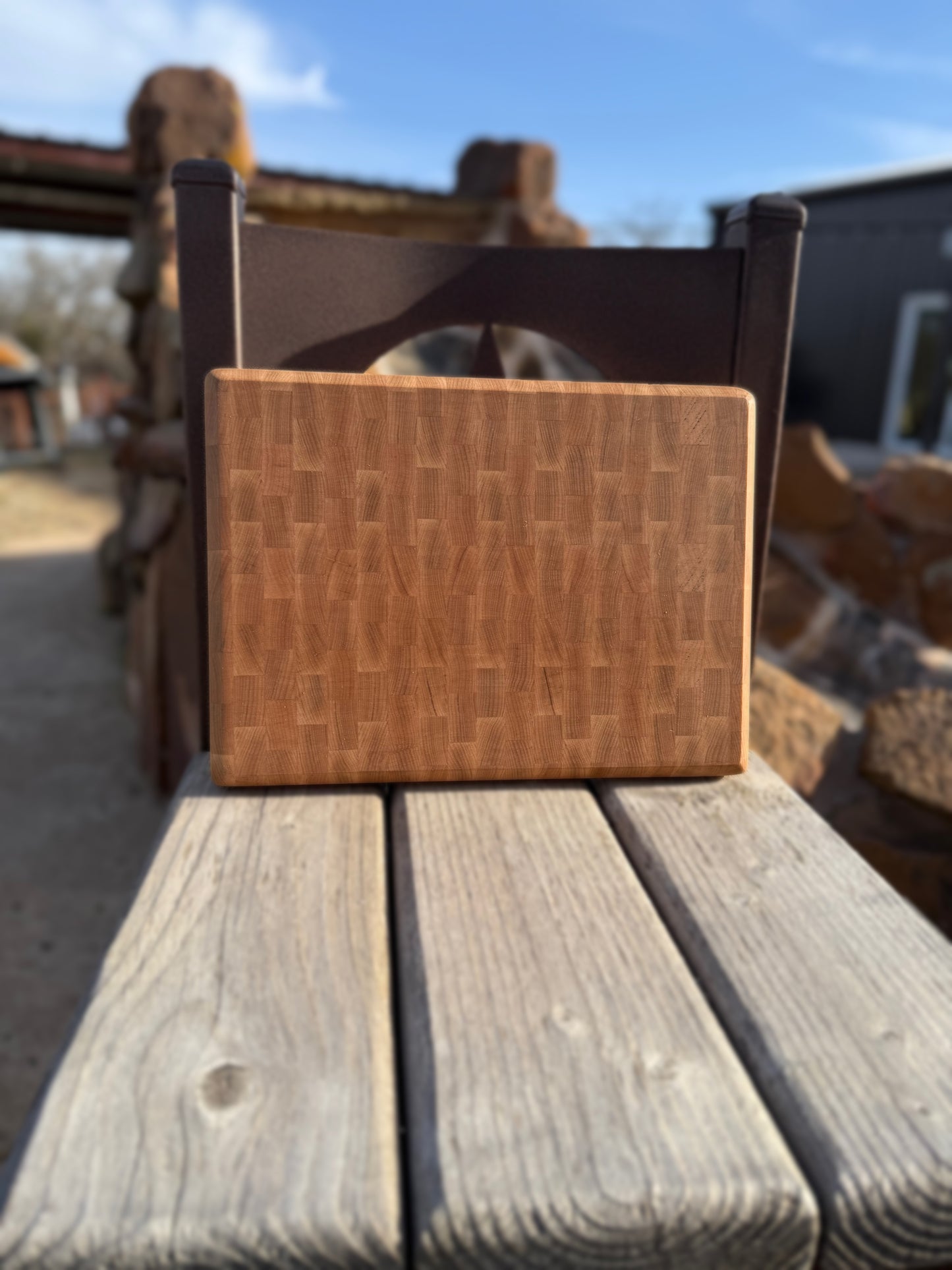 Maple End-Grain Cutting Board – Walnut Floral Inlay (10.25x14)